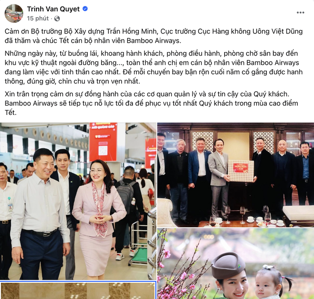 Sau chính sách gia hạn thẻ cho 3 triệu hội viên, ông Trịnh Văn Quyết tiếp tục xuất hiện dịp 29 Tết, gửi lời cảm ơn lãnh đạo ngành Xây dựng- Ảnh 2.